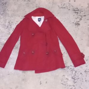 Gap wool pea coat wine red with missing button